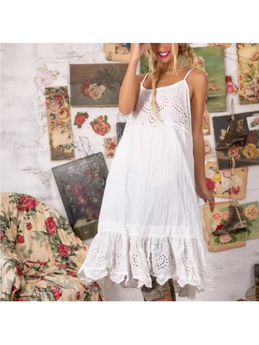 Magnolia Pearl White Eyelet Lula Style Tank Dress